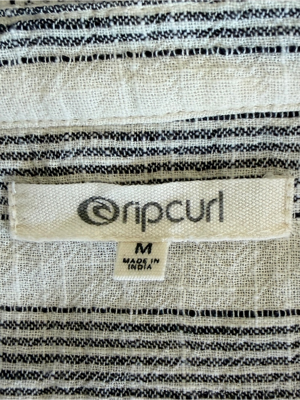 Rip Curl Cream and Black Striped Long-Sleeve Band Collar Shirt - Picture 6 of 9